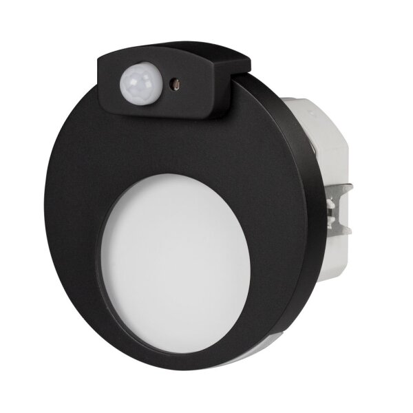 LED Einbaustrahler MUNA WW 1,2W 230V AC schwarz 68mm Dose Sensor